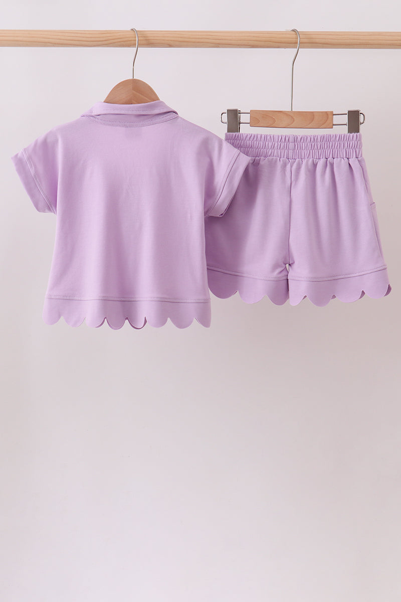 Lavender Scalloped Polo Set