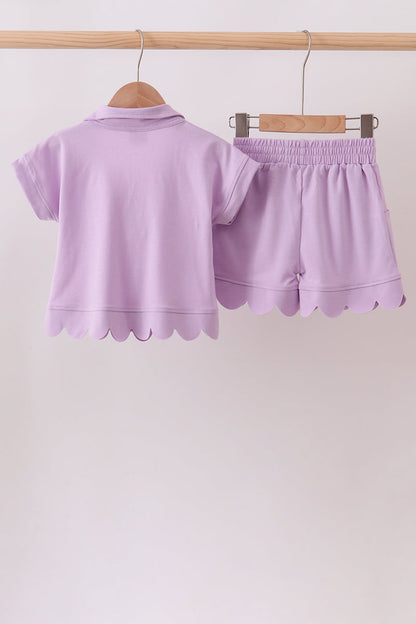 Lavender Scalloped Polo Set