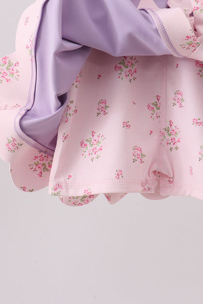 Purple scalloped bow active dress