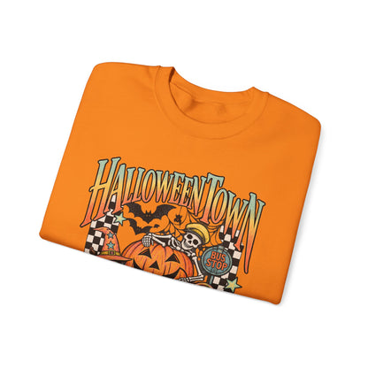Halloween Town Pumpkin Graphic Sweatshirt | Retro Spooky Scene
