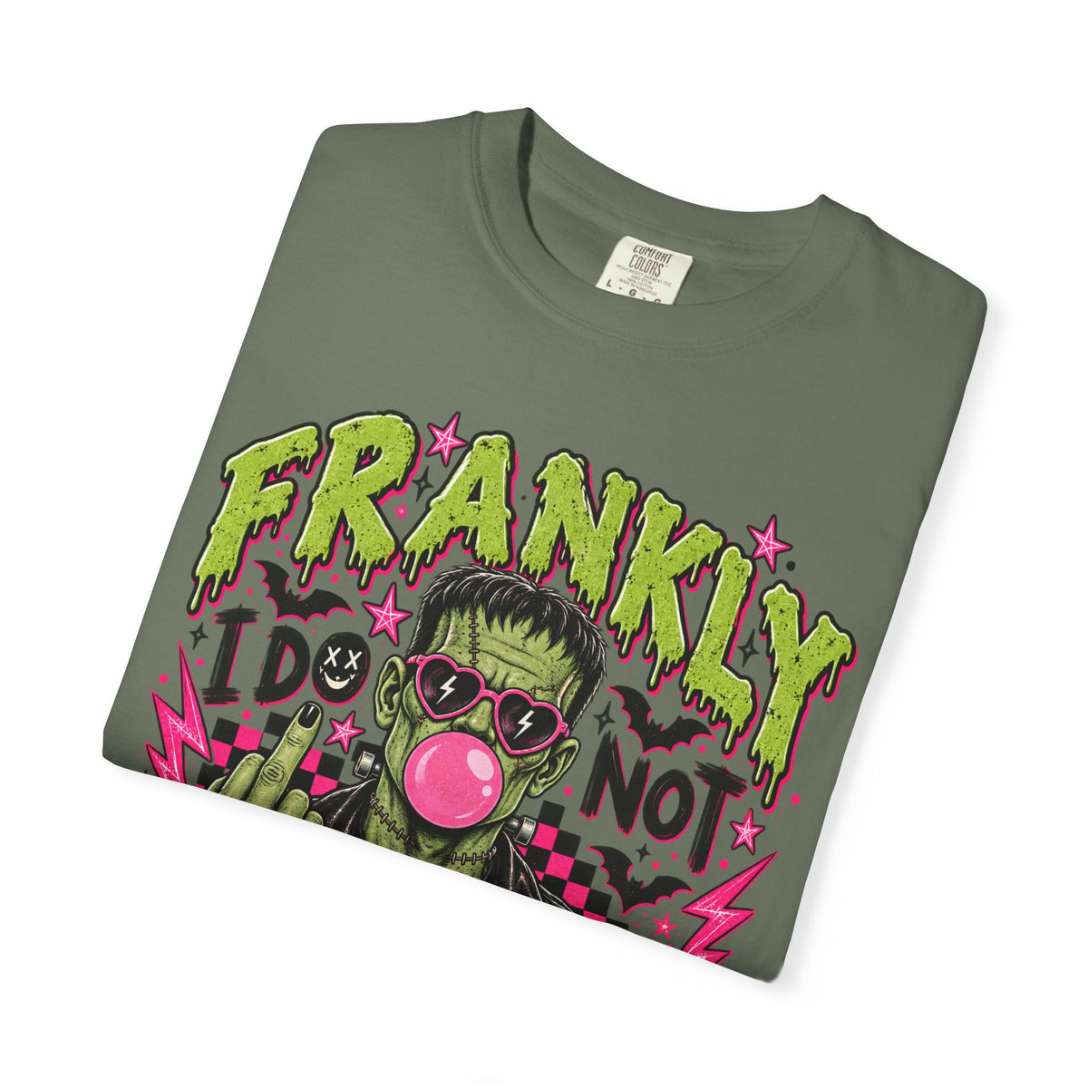Frankly I Do Not Care Frankenstein graphic T-shirt | Punk Bubblegum Horror