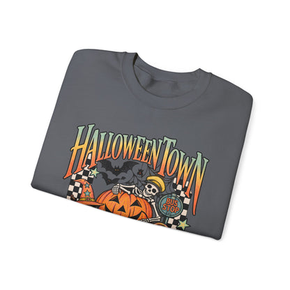Halloween Town Pumpkin Graphic Sweatshirt | Retro Spooky Scene