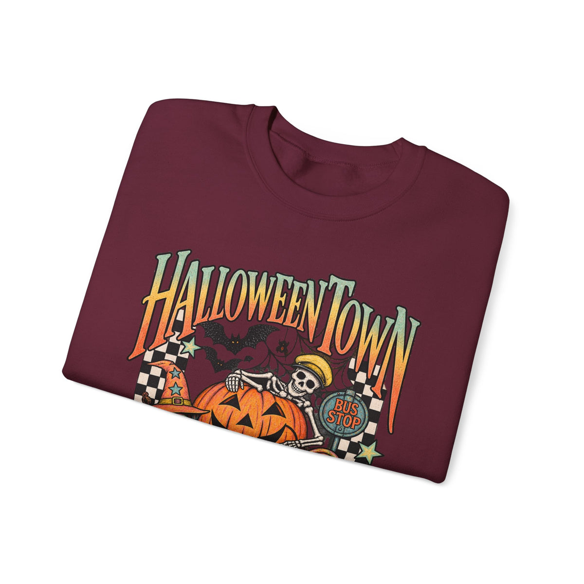 Halloween Town Pumpkin Graphic Sweatshirt | Retro Spooky Scene