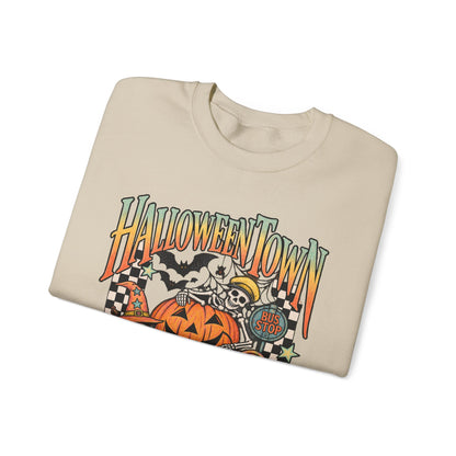 Halloween Town Pumpkin Graphic Sweatshirt | Retro Spooky Scene