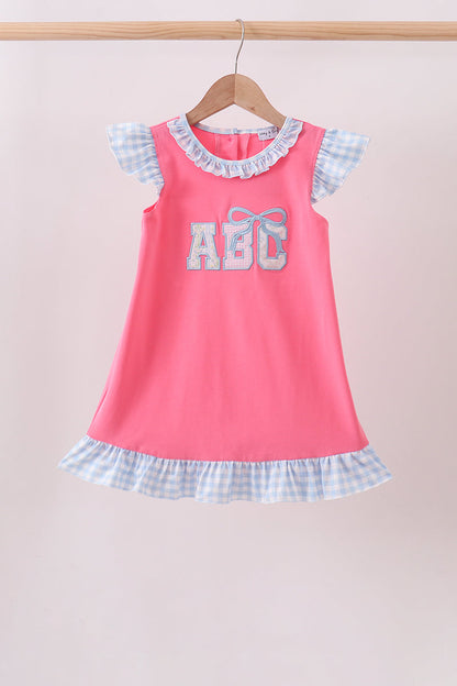 Pink ABC Appliqué Ruffle Dress