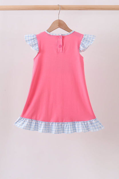 Pink ABC Appliqué Ruffle Dress