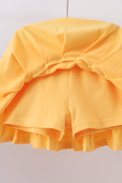 Blue bus bow embroidery ruffle skorts set