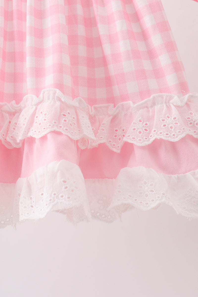 Pink Pencil ABC embroidery gingham bloomer set
