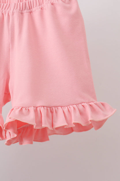 Green Floral Smocked Ruffle Shorts Set