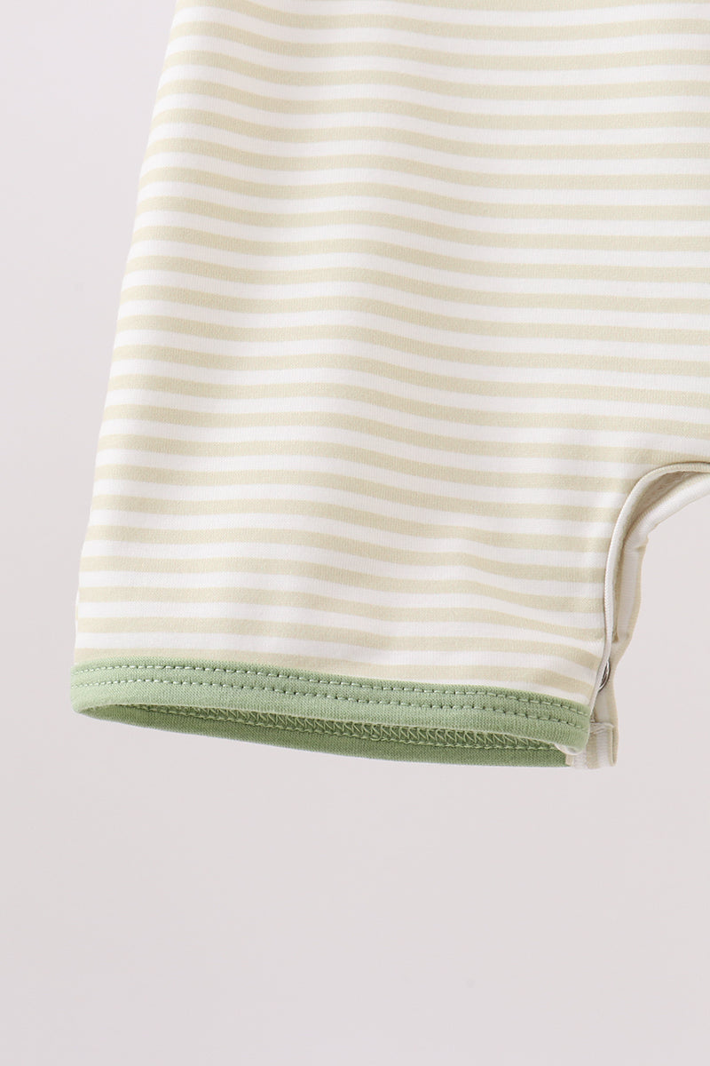 Monster truck embroidery stripe romper