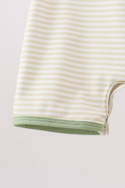 Monster truck embroidery stripe romper