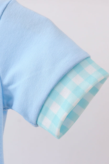 Blue Chicken Applique Bubble